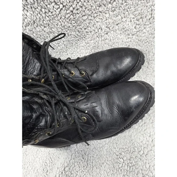 Justin 763 Men's Double Comfort Collection Black Leather Work Boots‎ sz 12 B